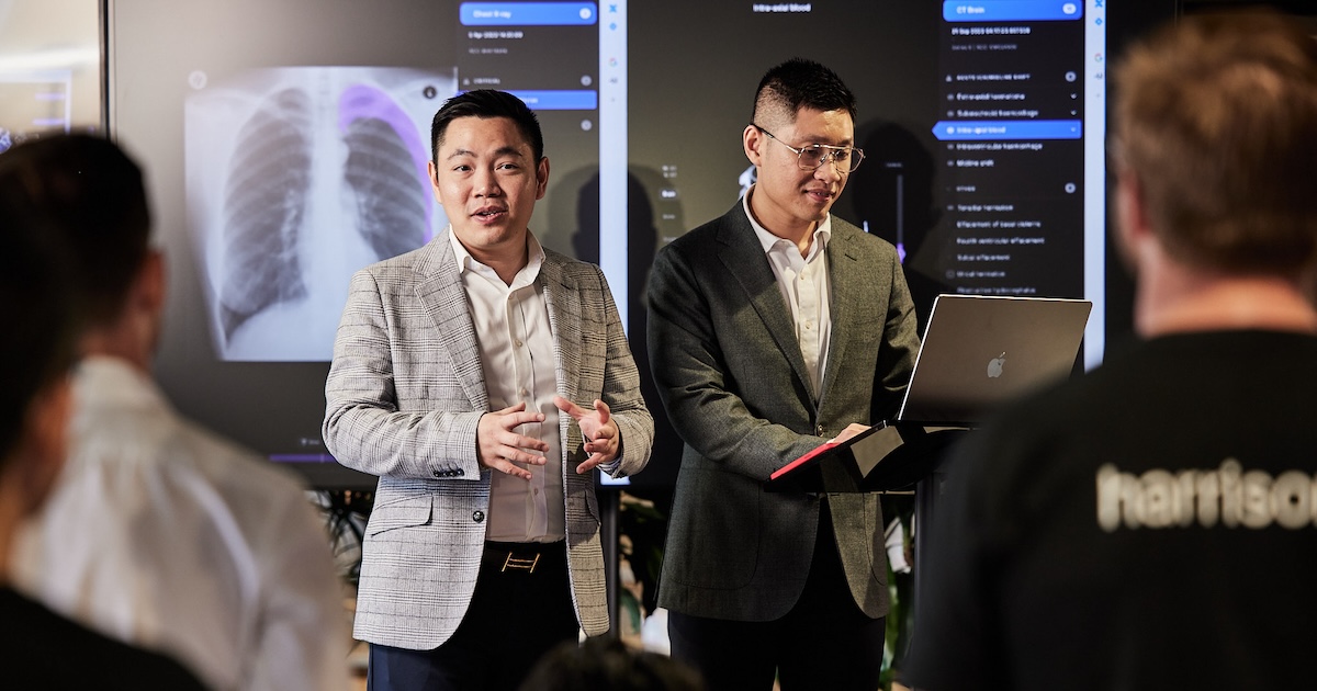 
  Harrison.ai co-founders during a product demonstration
