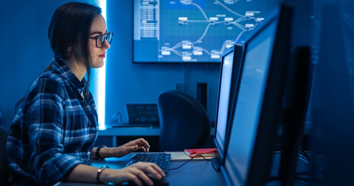 
  Person looking at a computer screen
