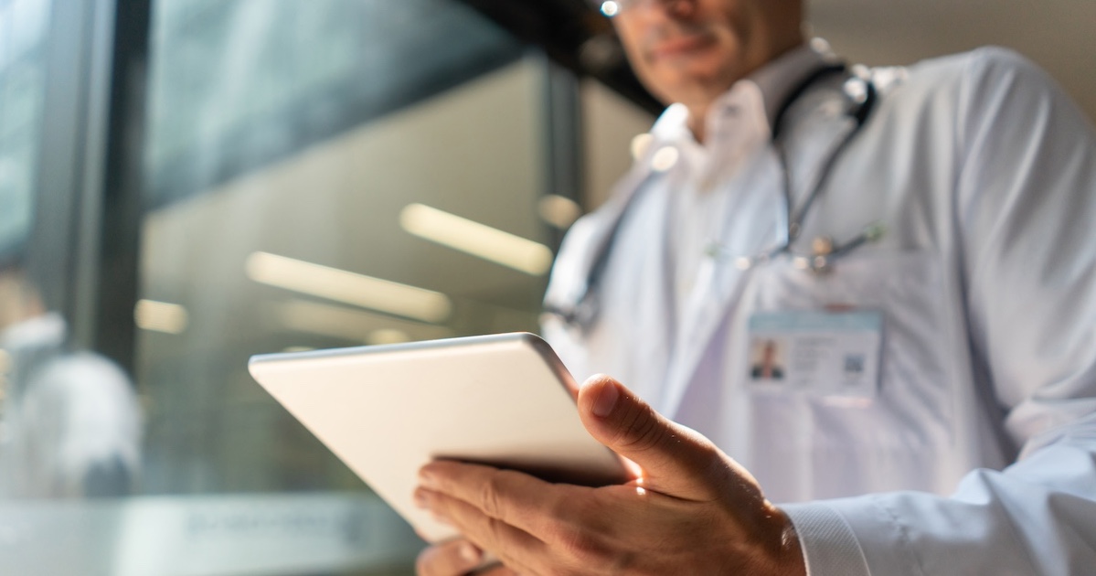 
  Clinician using a tablet PC

