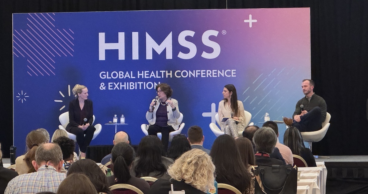 
  Group shot: Alex McLeod of InterSystems, Gaye Bok of Mass General Brigham, Megan Zweig of Rock Health Advisory and Dan Gannon of iRhythm Technologies.
