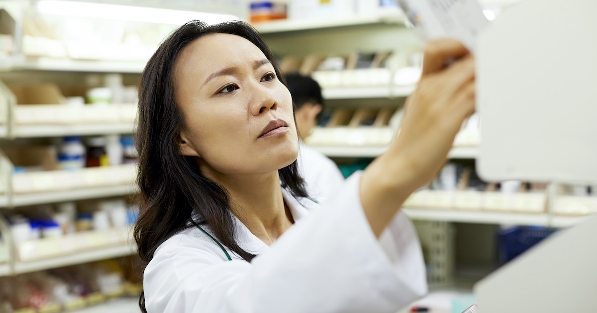
  Pharmacist preparing a prescription
