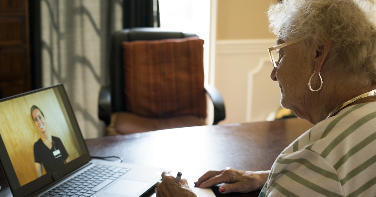 
  Healthcare professional consulting with a patient virtually 
