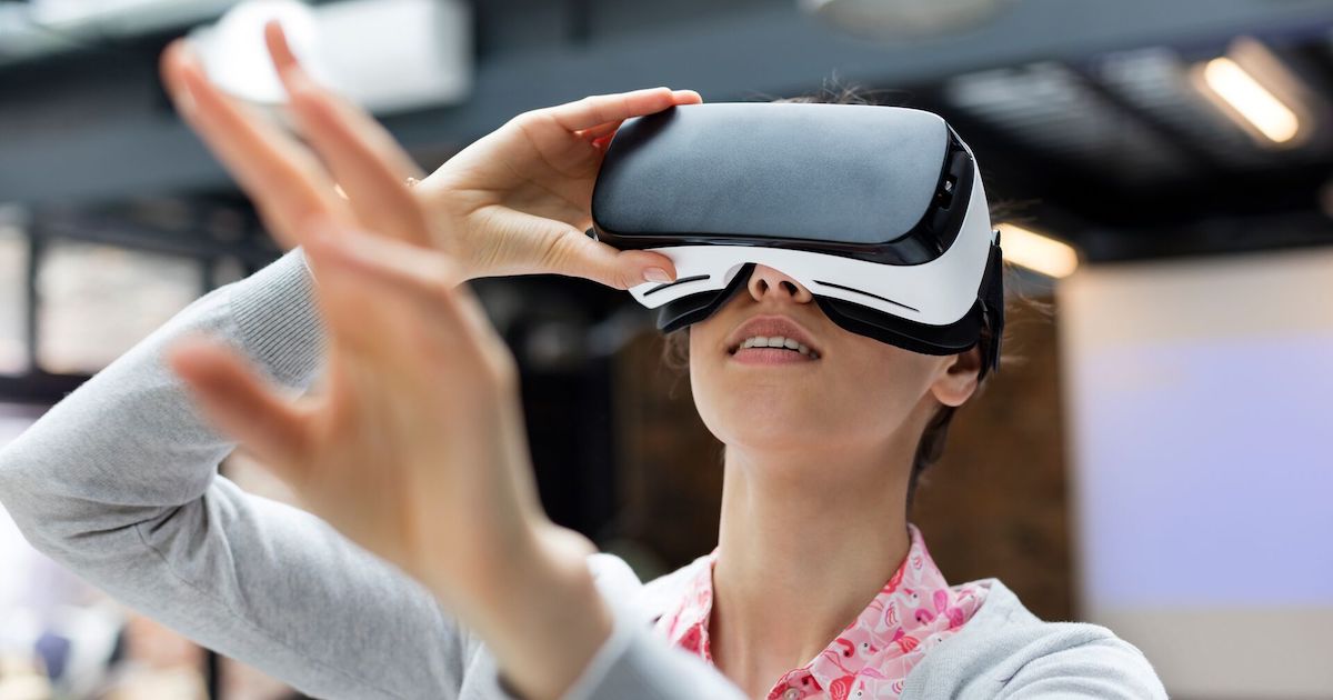 
  Person wearing a virtual reality headset
