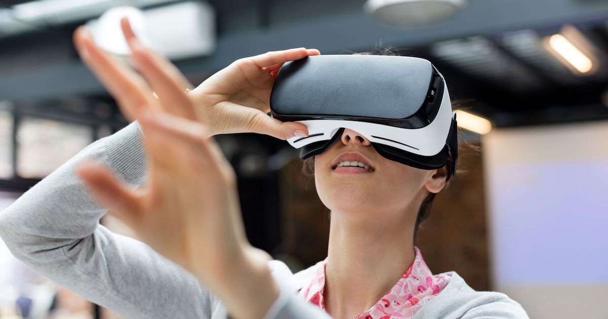 
  A person using virtual reality glasses

