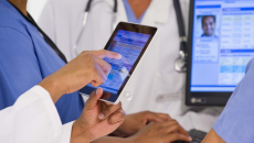 Closeup of patient data on a cell phone
