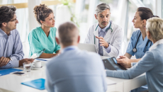 Healthcare professionals in a conference 