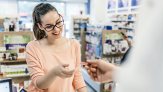 Woman interacting with a pharmacist