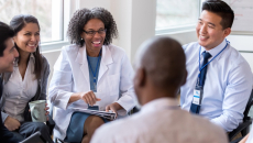 Healthcare professionals in a conference 