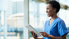 Healthcare provider smiling