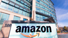 Amazon sign before office building.