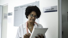 Clinician reviewing patient information