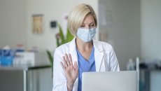 Healthcare provider on a computer