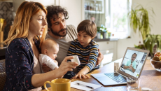 Photo of a family, mon, dad, two children