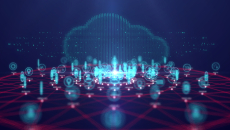 digital icons with cloud in the background