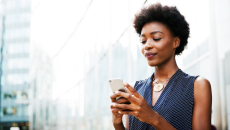 Person looking at information via a mobile app