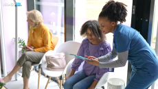Healthcare worker filling out questionnaire
