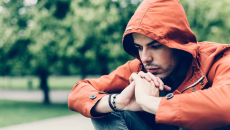 Person sitting in a park