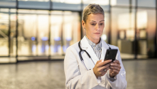 Doctor using smartphone