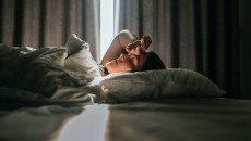 Person lying in bed