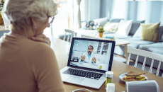 Person having an interactive conversation with a healthcare professional