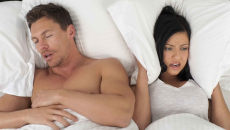 Person can't sleep because partner is snoring due to sleep apnea