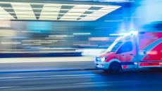 An ambulance passing through