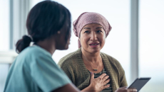 A cancer patient talking to a doctor