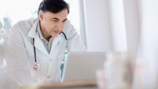 Healthcare provider on a computer