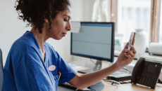 A telehealth visit via smartphone