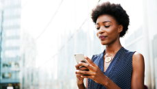A woman using her smartphone.