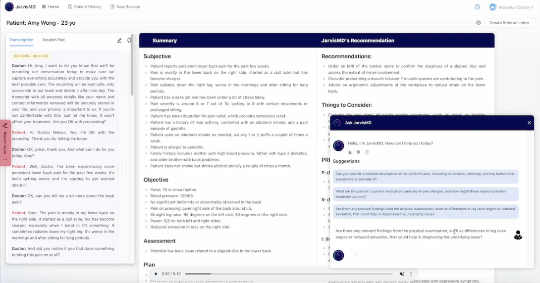 UI screenshot of JarvisMD by HealthBridge AI
UI screenshot of JarvisMD by HealthBridge AI