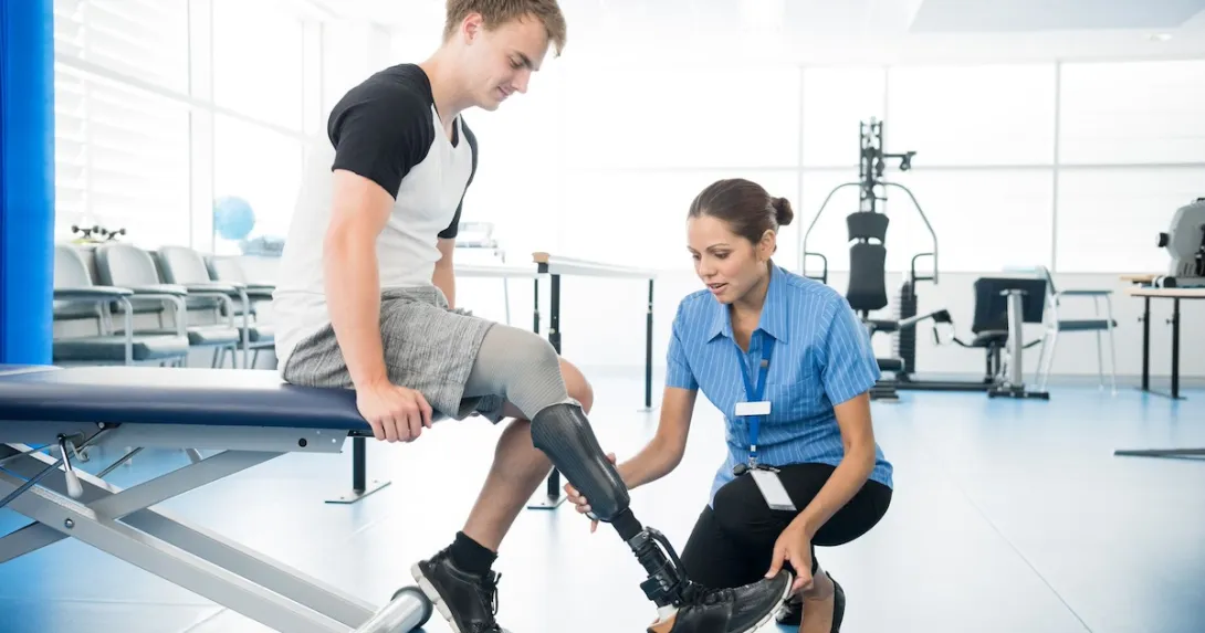 Amputee with a physical therapist
Amputee with a physical therapist