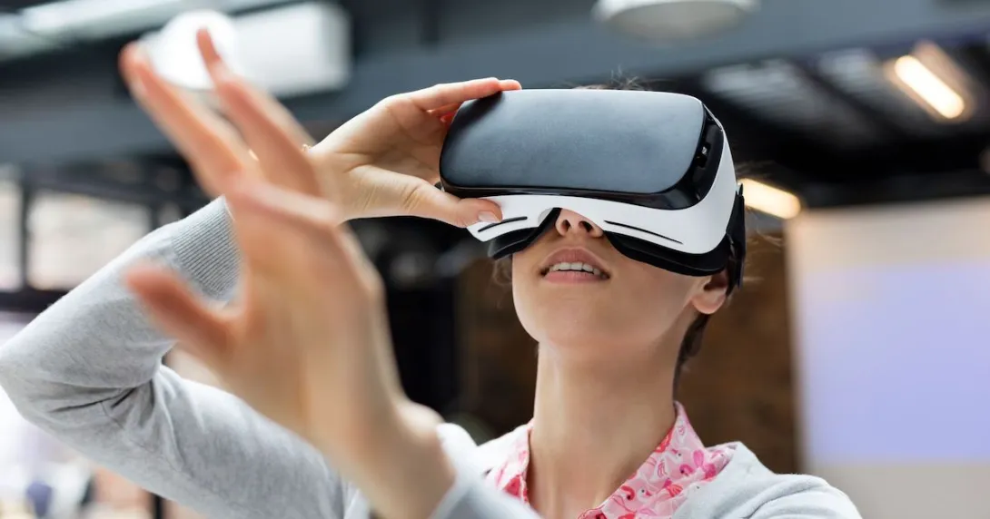 A person using virtual reality glasses
A person using virtual reality glasses