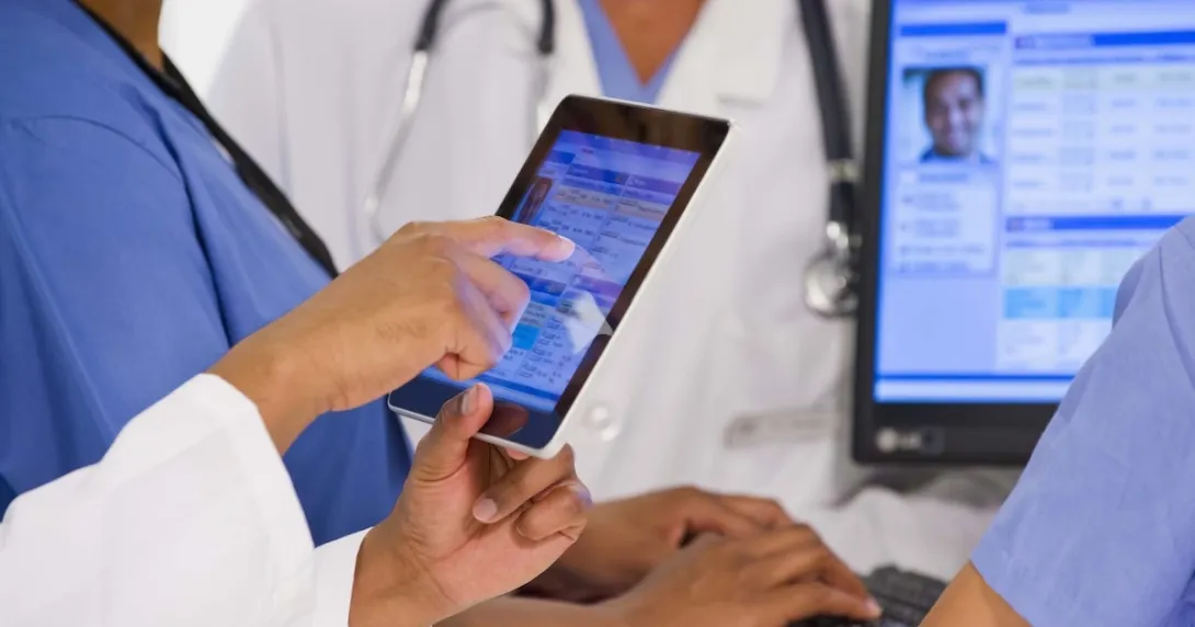 Closeup of patient data on a cell phone