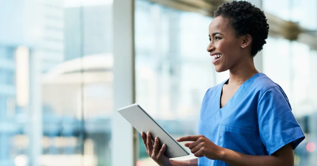 Healthcare provider smiling