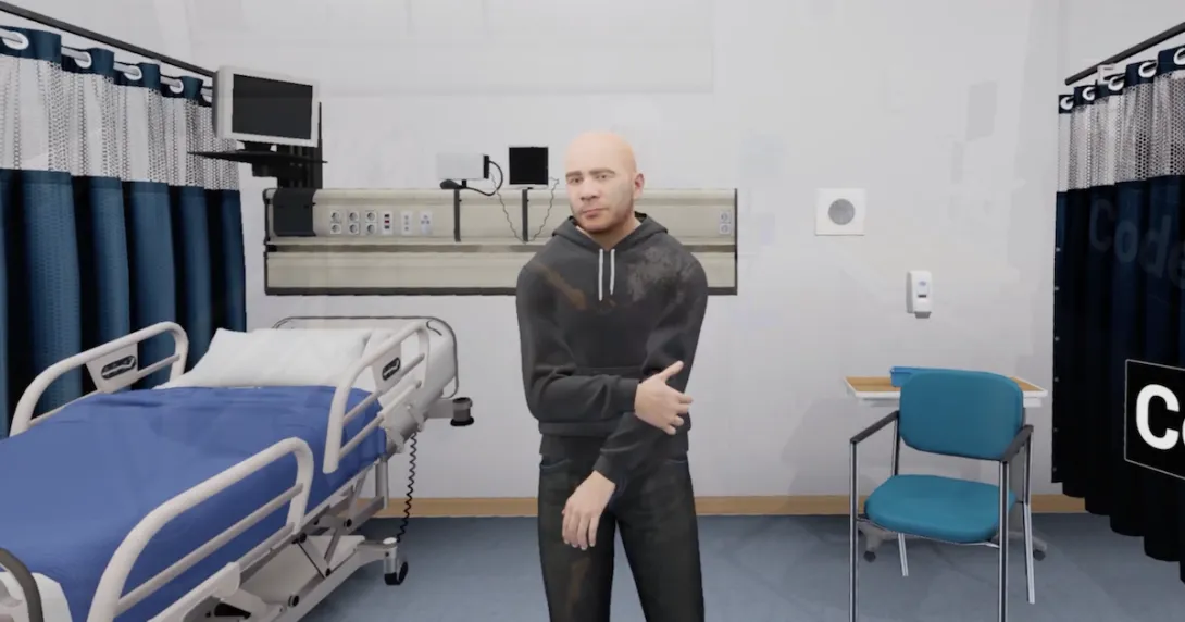 Screenshot of a virtual scenario on the VR training program, I-VADE 