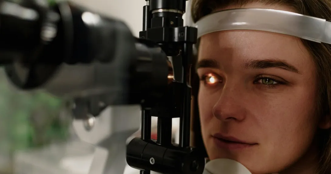 A person taking an eye examination