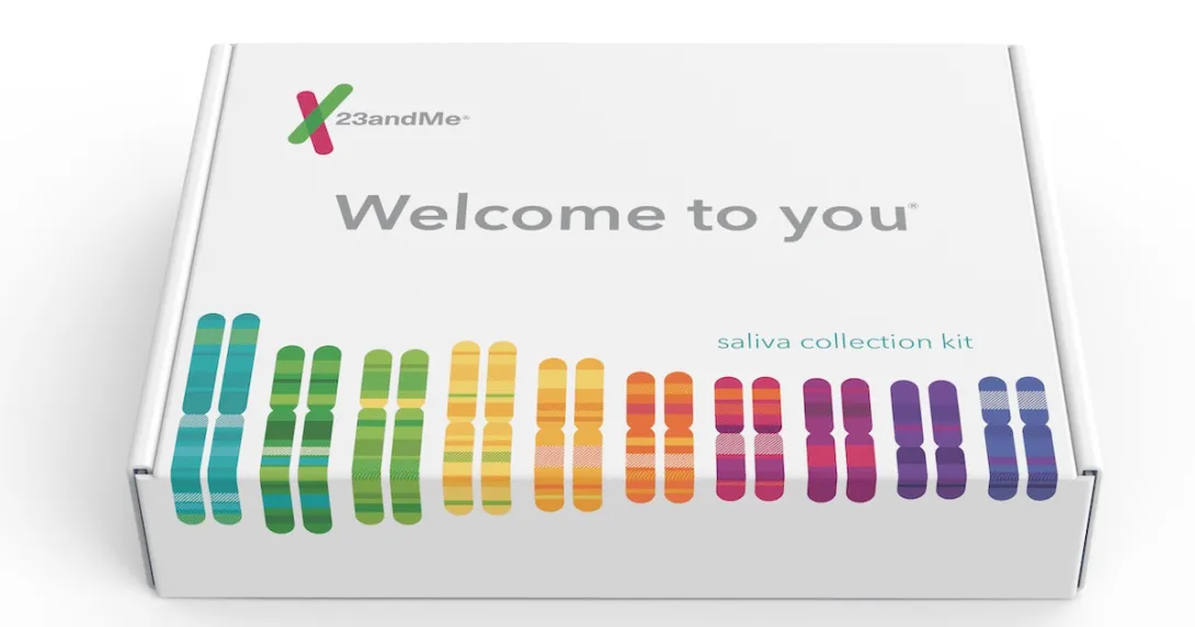 A 23andMe saliva testing kit