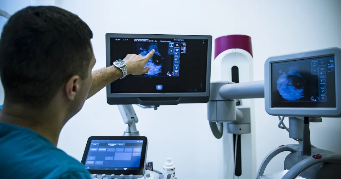 Healthcare professional reviewing imaging results