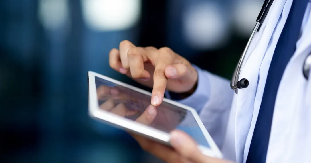 Healthcare provider using a tablet