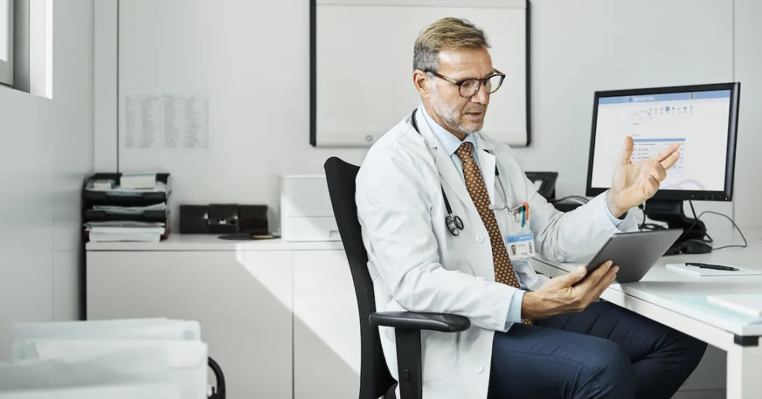 Healthcare provider on a telehealth call