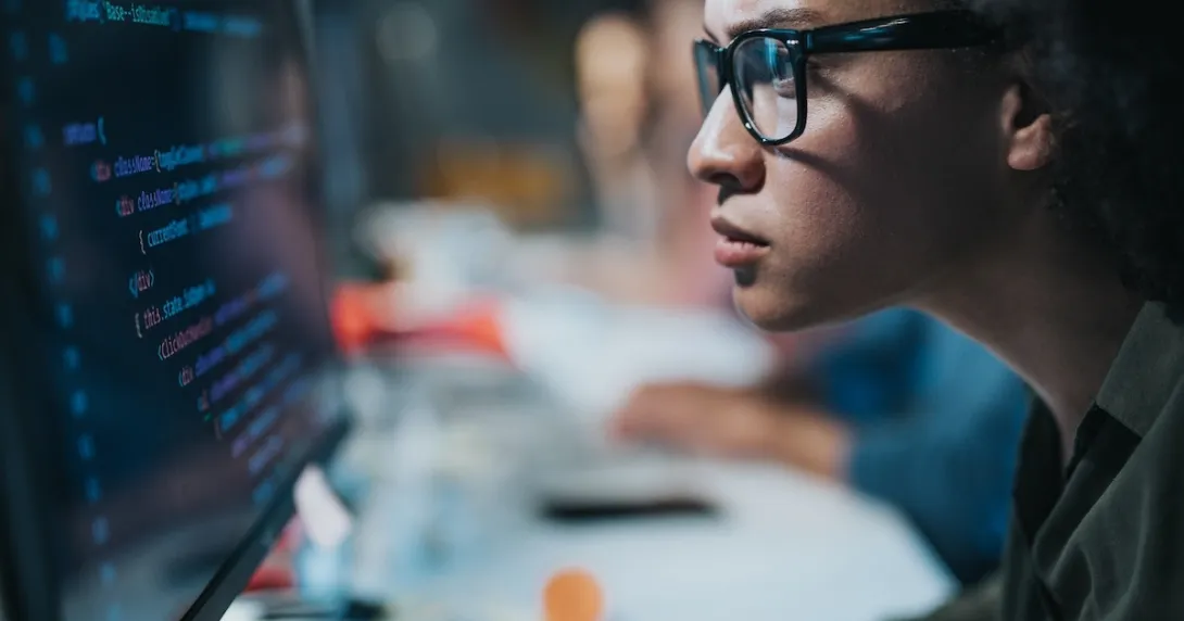 Person reviewing data on a PC