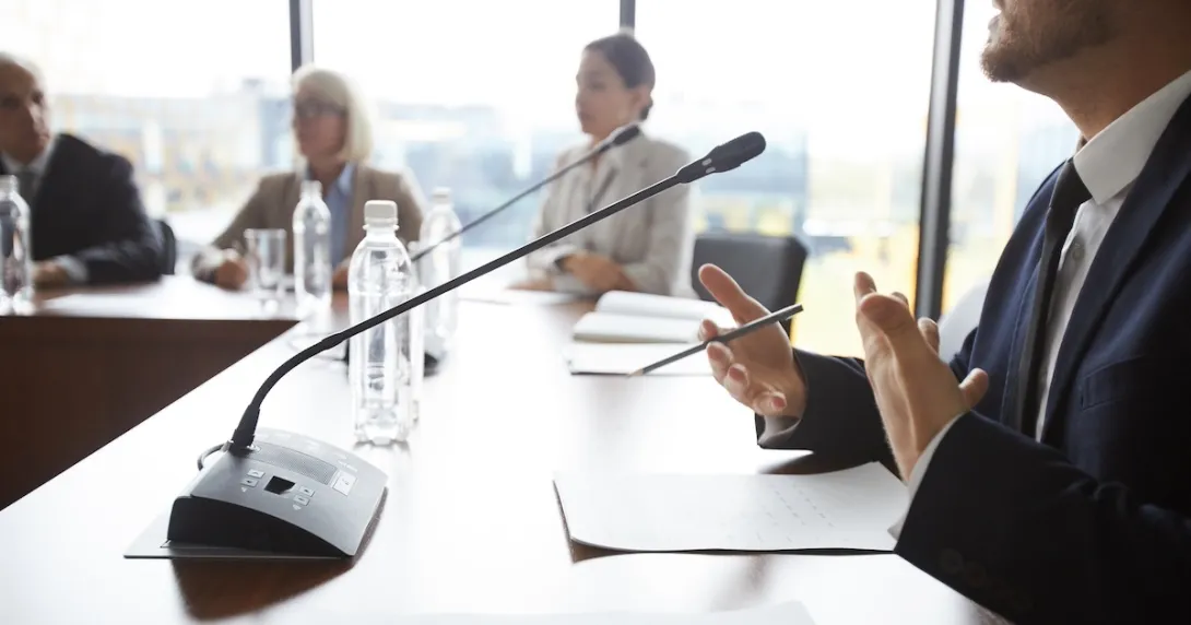 Employees meeting in a conference room