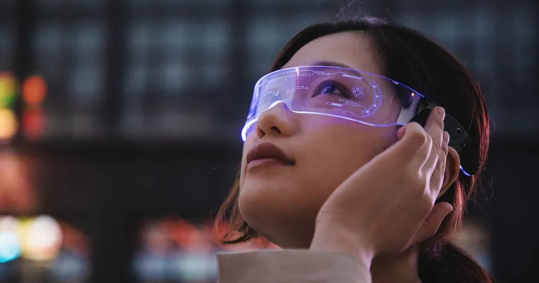 Person wearing smart glasses