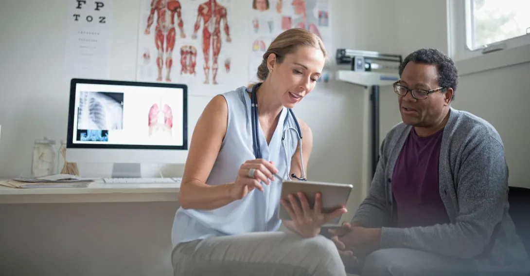 A medical visit with a tablet