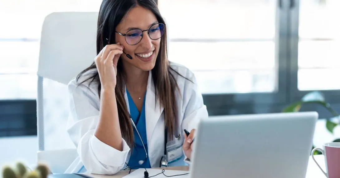 Healthcare provider on a computer