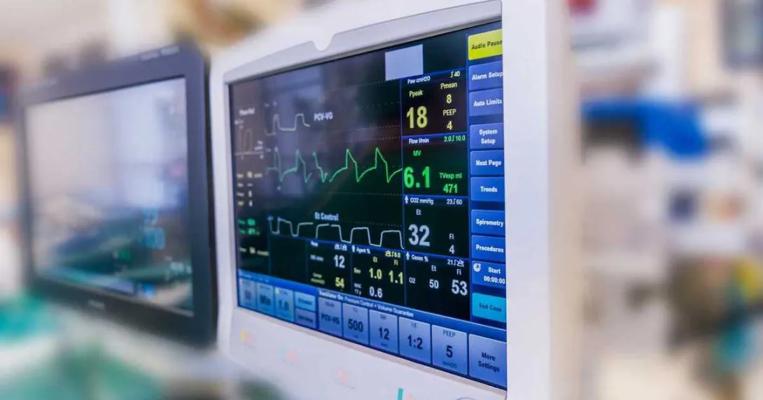 A surgery monitor showing heart data